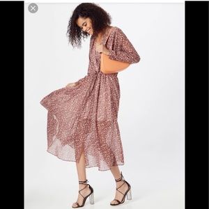 Ted Baker London Vally Draped Surplice V-Neck Drawstring Waist Midi Dress
